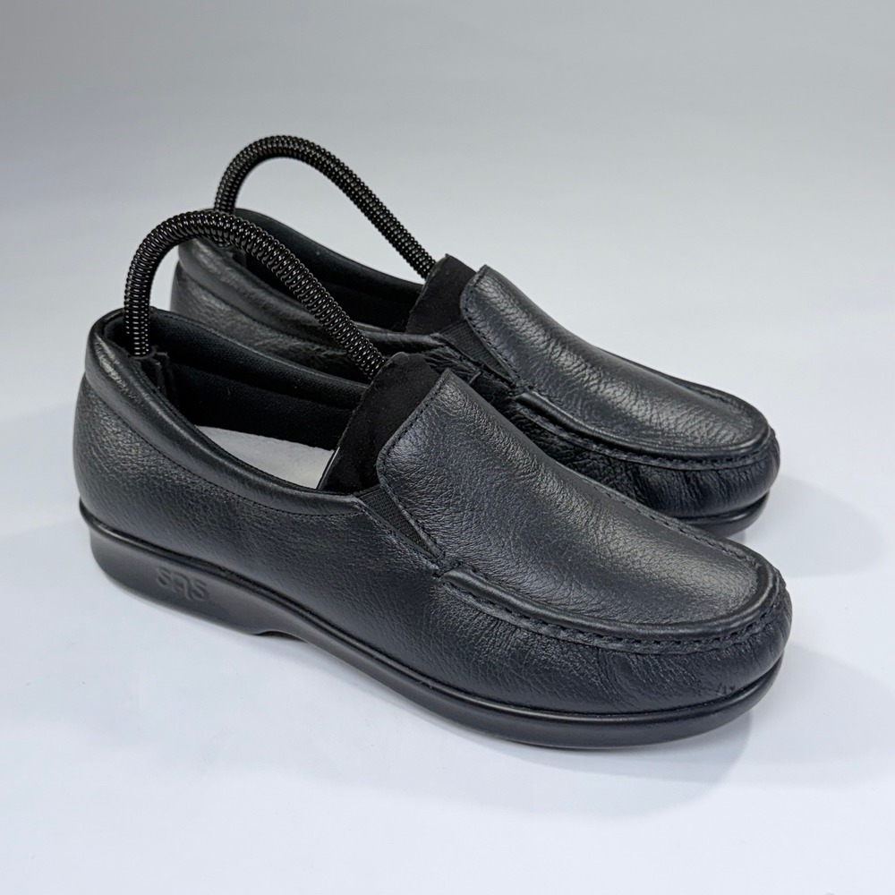 SAS Twin Loafers Womens 8 Black Leather Slip On Comfort Tripad Casual Work Shoes